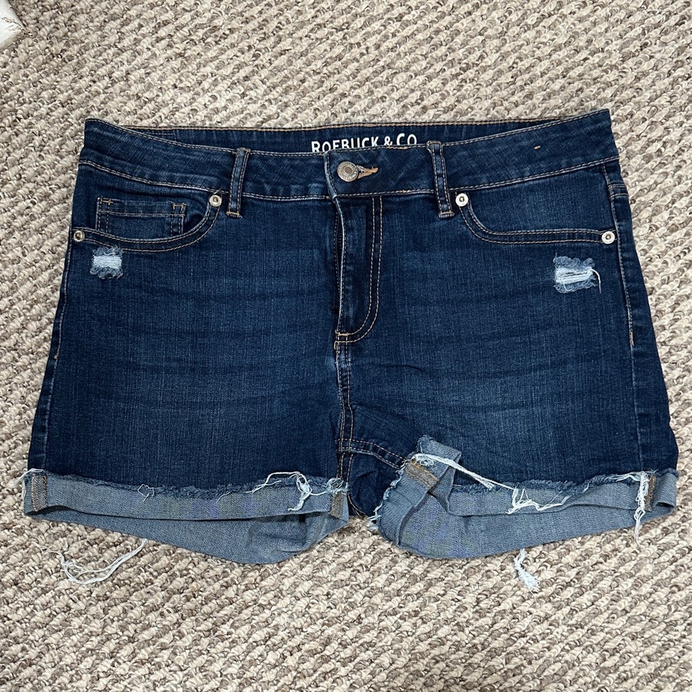 Roebuck & Co. Women's Distressed Denim Shorts - Dark Blue